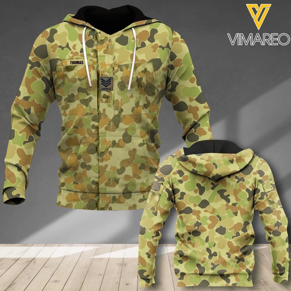 Personalized Australian Soldier Camo Hoodie Printed 22MAR-DT26