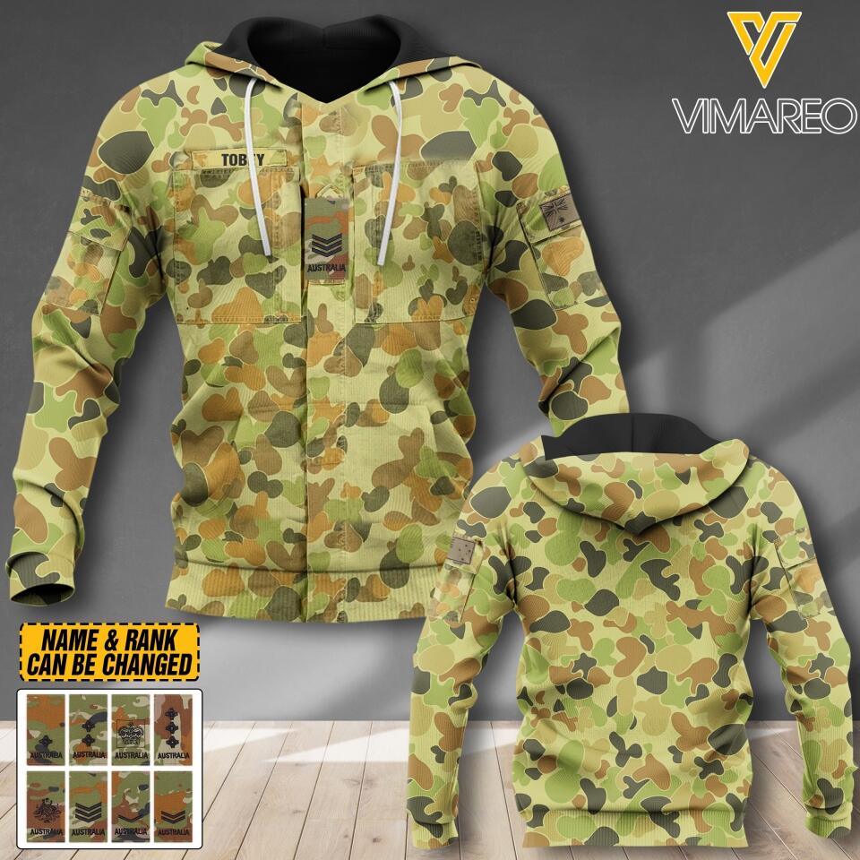 Personalized Australian Soldier Camo Hoodie Printed 22MAR-DT26