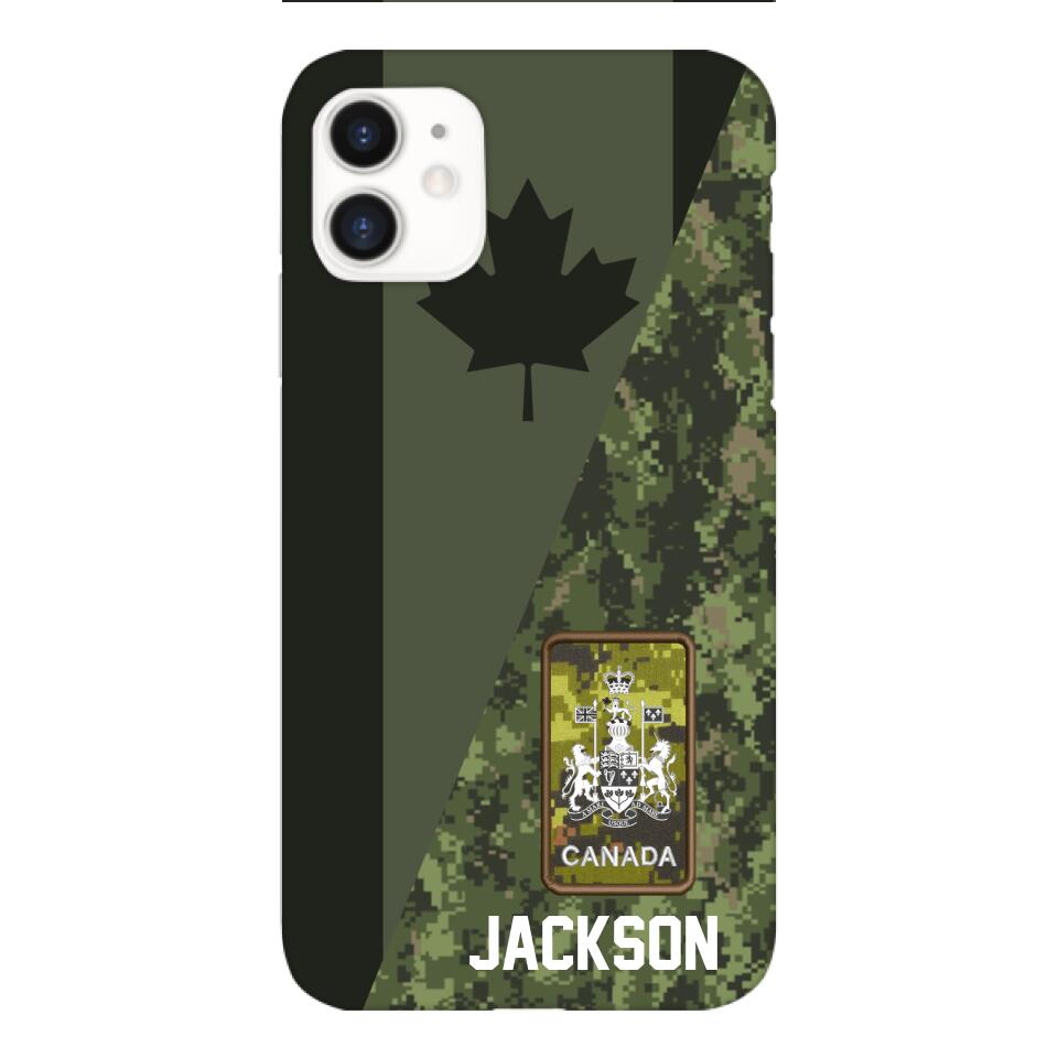 PERSONALIZED CANADIAN ARMY CAMO RANK PHONECASE QTMQ2603