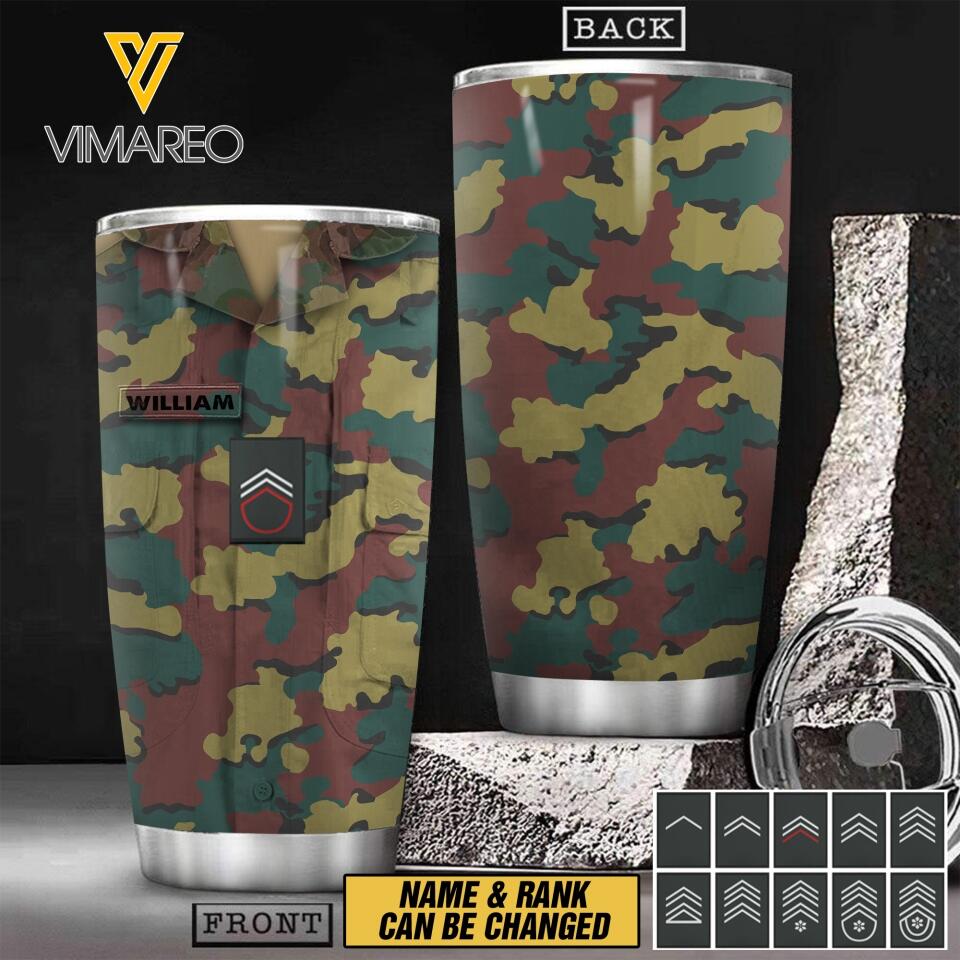 Personalized Belgian Soldier Tumbler Printed 22MAR-HC26
