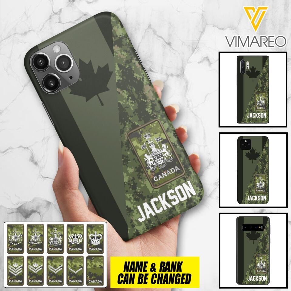 PERSONALIZED CANADIAN ARMY CAMO RANK PHONECASE QTMQ2603