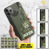 PERSONALIZED CANADIAN ARMY CAMO RANK PHONECASE QTMQ2603