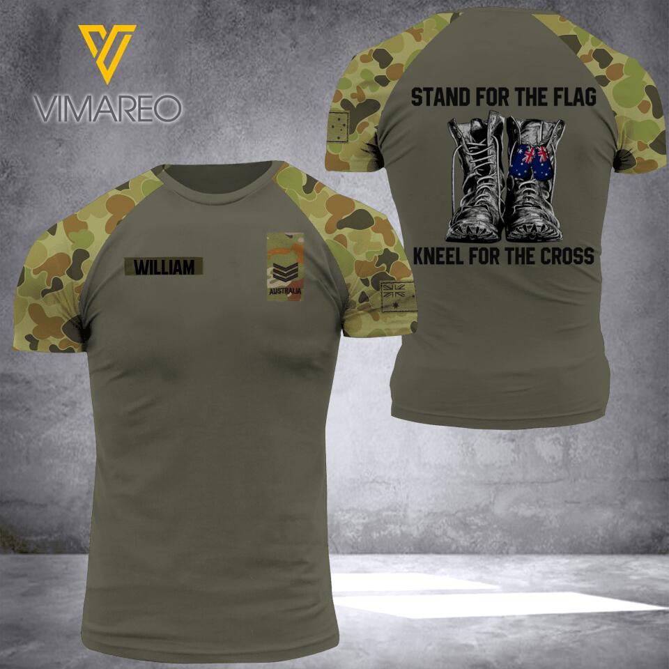 PERSONALIZED AUSTRALIAN ARMY RANK CAMO 3D TSHIRT PRINTED QTDT2603