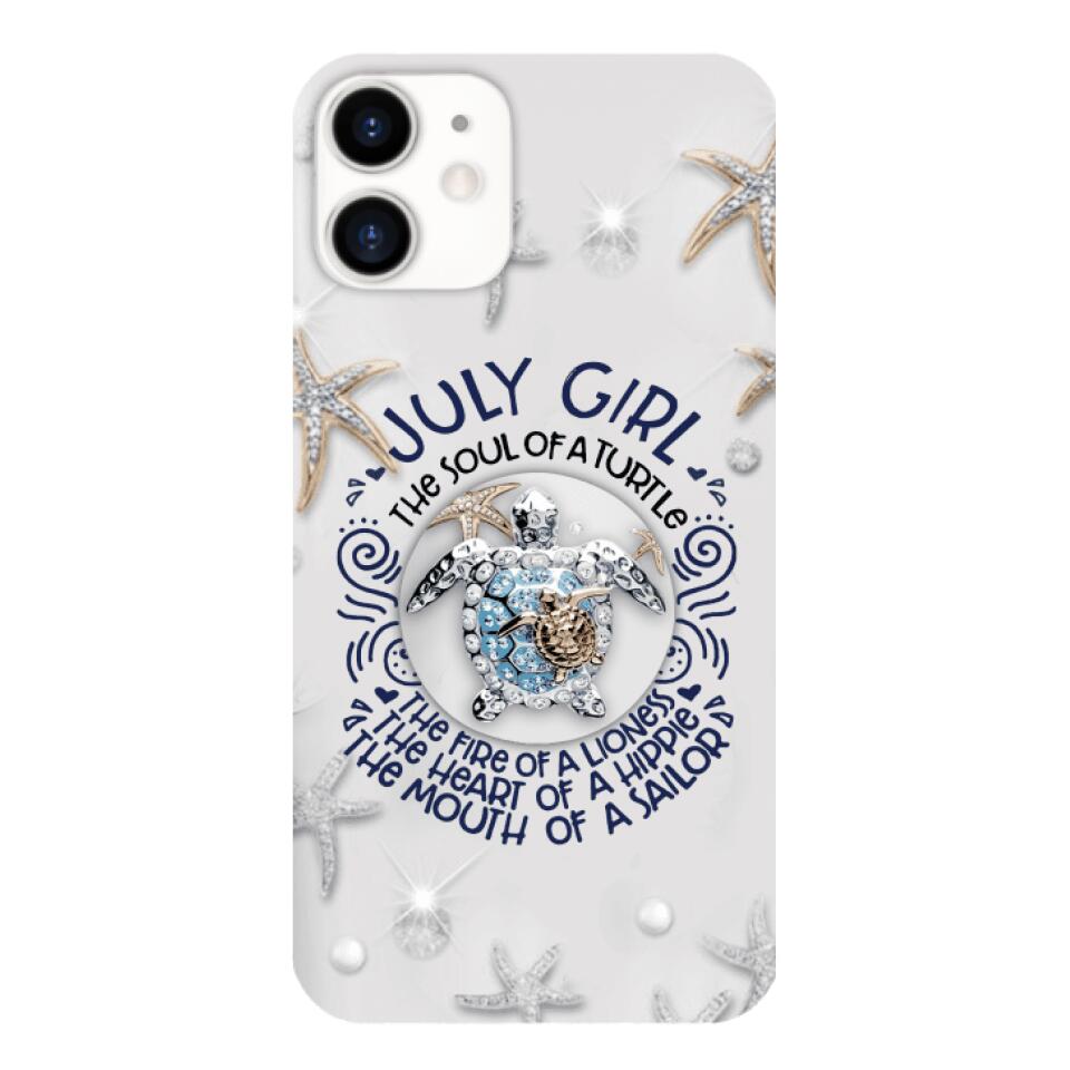 PERSONALIZED JULY TURTLE GIRL PHONECASE QTTQ2803