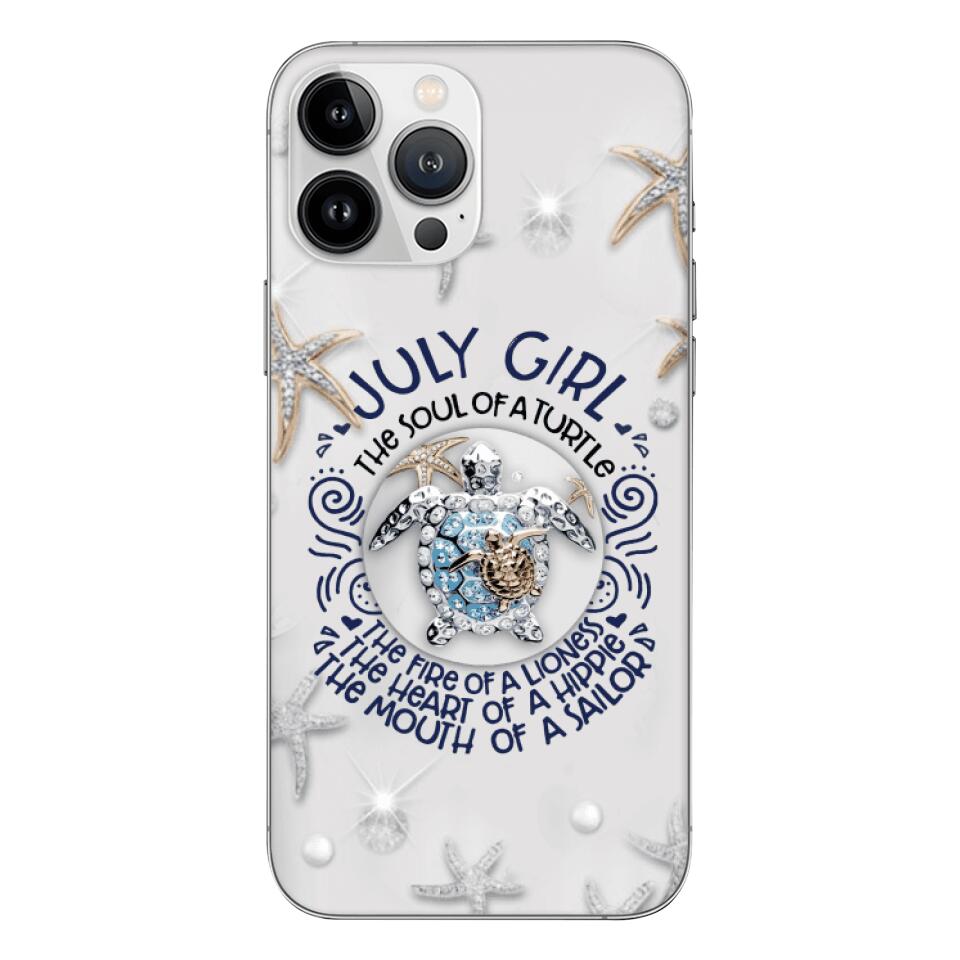 PERSONALIZED JULY TURTLE GIRL PHONECASE QTTQ2803