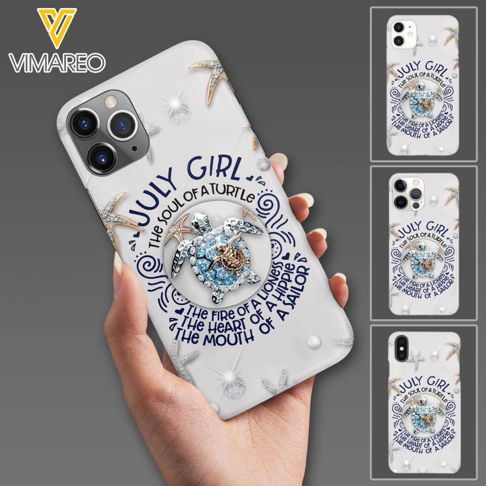PERSONALIZED JULY TURTLE GIRL PHONECASE QTTQ2803