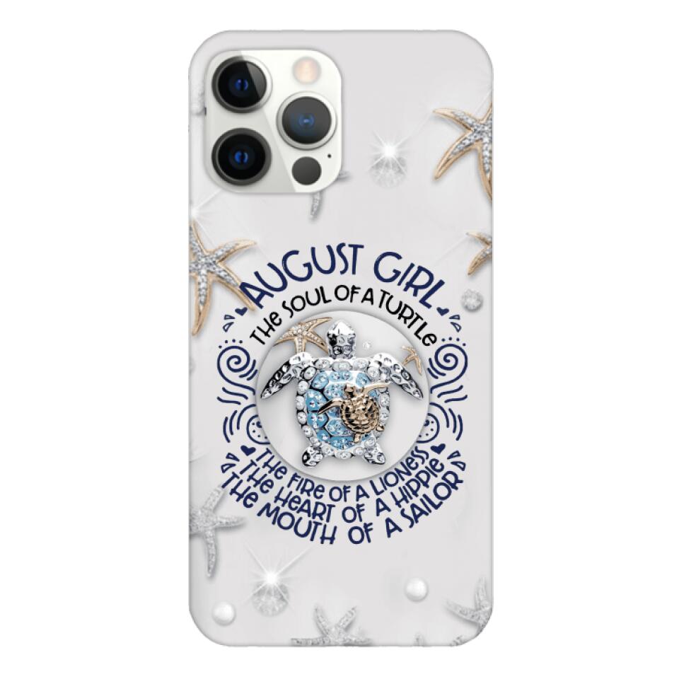PERSONALIZED AUGUST TURTLE GIRL PHONECASE QTTQ2803