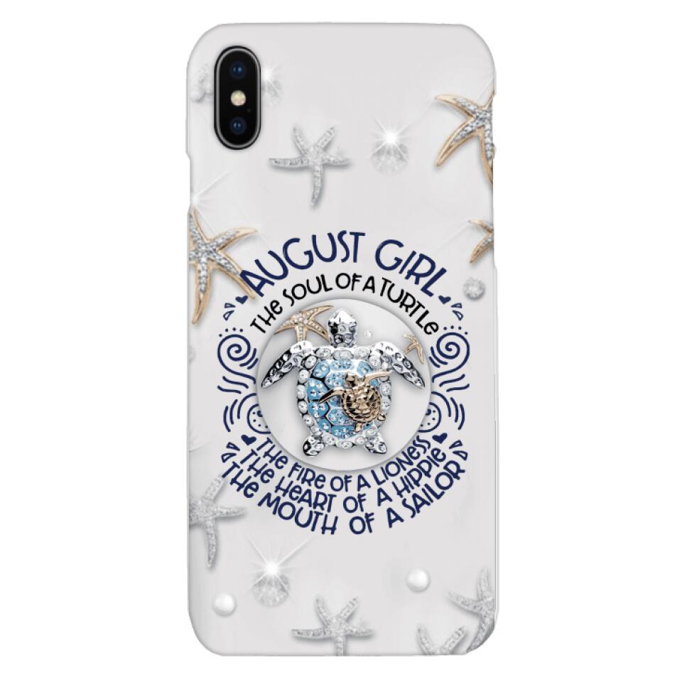 PERSONALIZED AUGUST TURTLE GIRL PHONECASE QTTQ2803