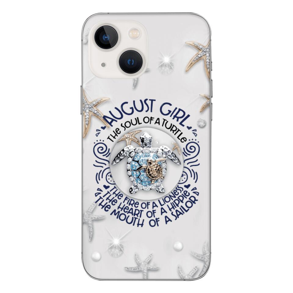 PERSONALIZED AUGUST TURTLE GIRL PHONECASE QTTQ2803