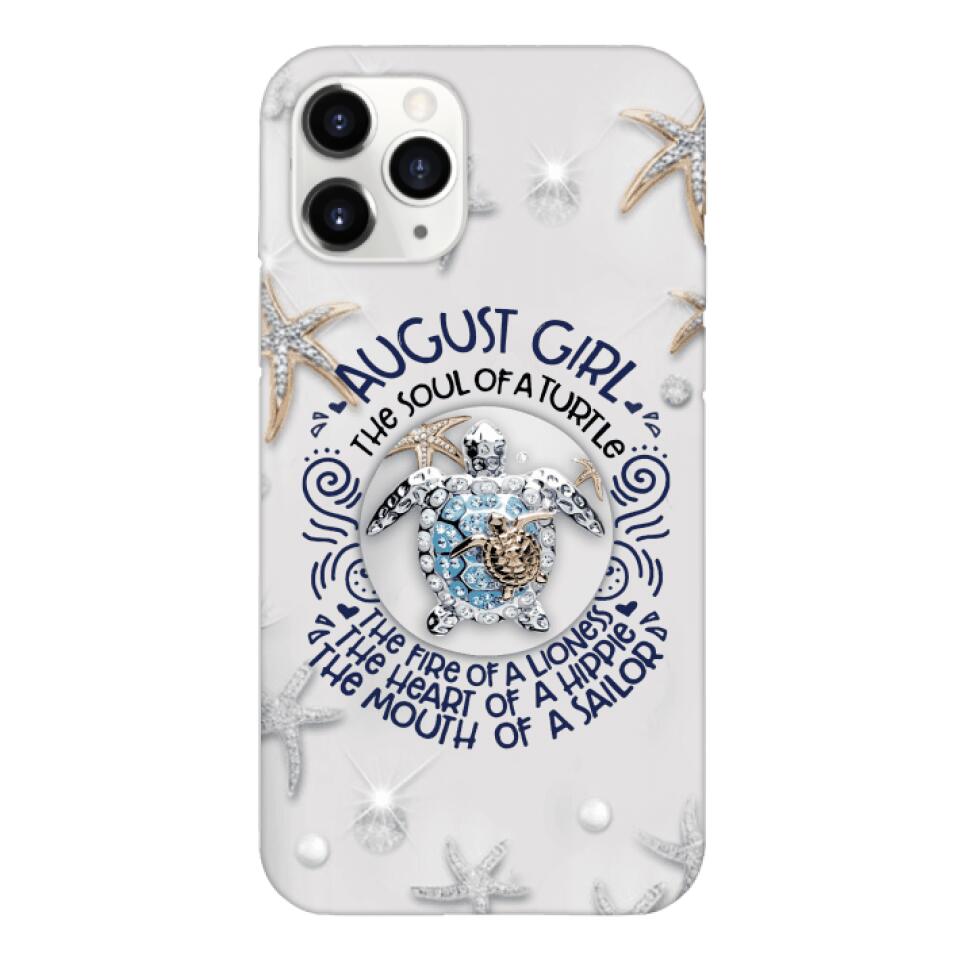 PERSONALIZED AUGUST TURTLE GIRL PHONECASE QTTQ2803