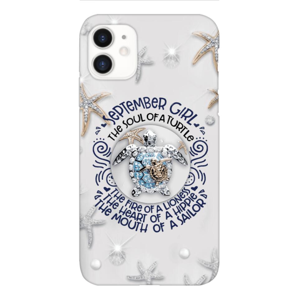 PERSONALIZED SEPTEMBER TURTLE GIRL PHONECASE QTTQ2803
