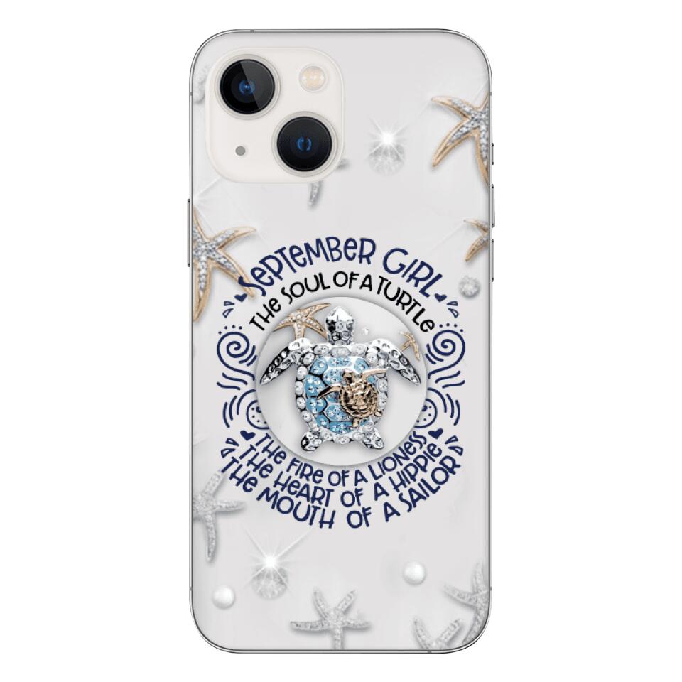 PERSONALIZED SEPTEMBER TURTLE GIRL PHONECASE QTTQ2803