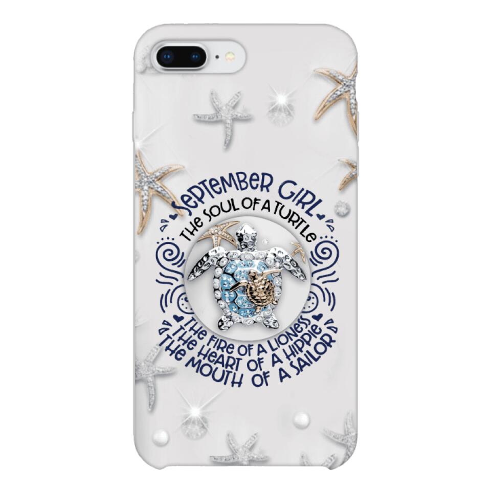PERSONALIZED SEPTEMBER TURTLE GIRL PHONECASE QTTQ2803