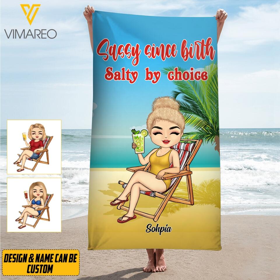 PERSOANLIZED SASSY SINCE BIRTH BEACH TOWEL QTMQ2803