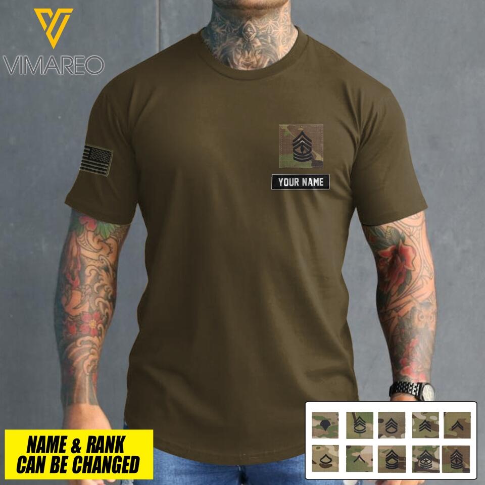PERSONALIZED U.S SOLIDER ARMY WITH RANK TSHIRT PRINTED QTMQ2903