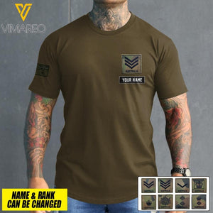 PERSONALIZED AUSTRALIAN SOLIDER ARMY WITH RANK TSHIRT PRINTED QTMQ2903