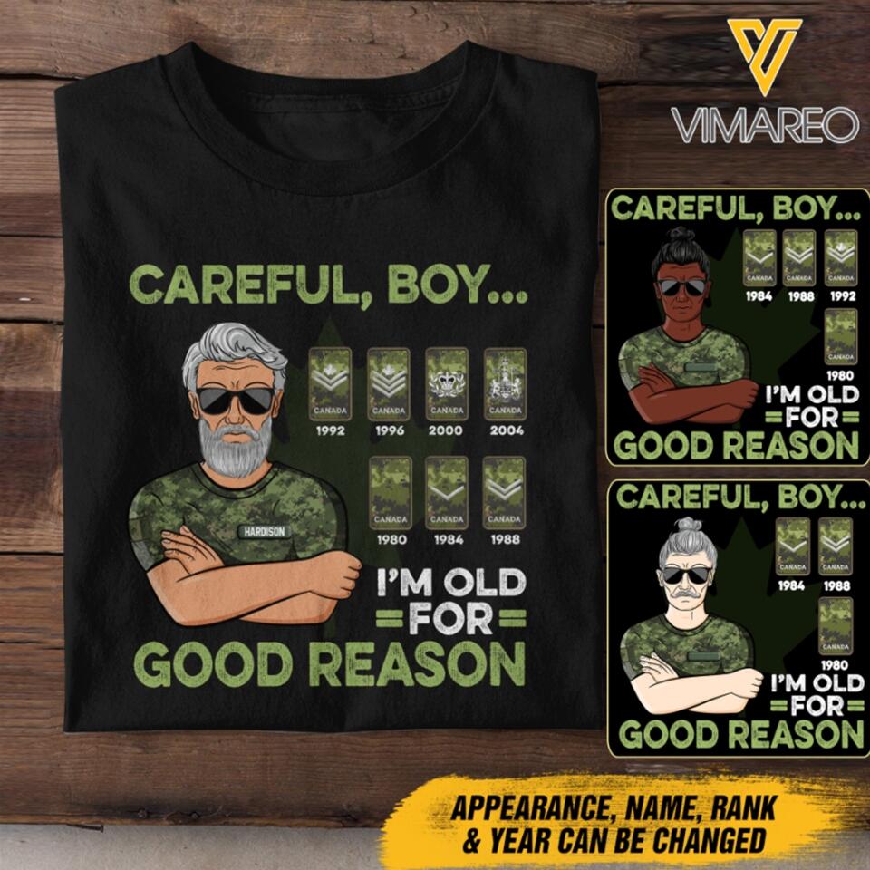 Personalized Canadian Veterans Tshirt Printed 22MAR-DT29
