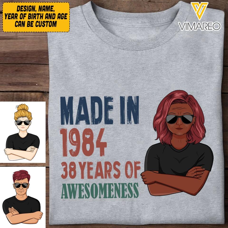 PERSONALIZED MADE IN YEAR OF BIRTH TSHIRT QTVQ3003