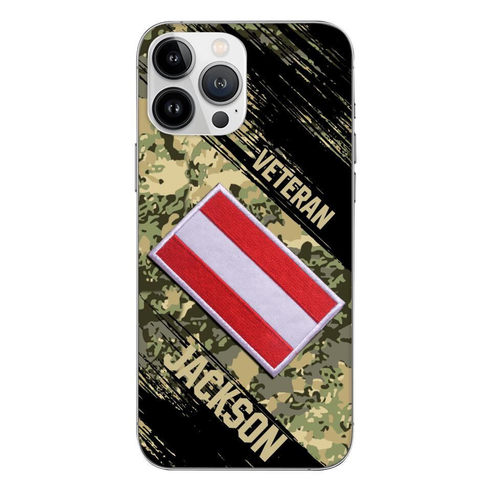 Personalized Austria Army Veteran Camo Phone Case Printed QTDT3103