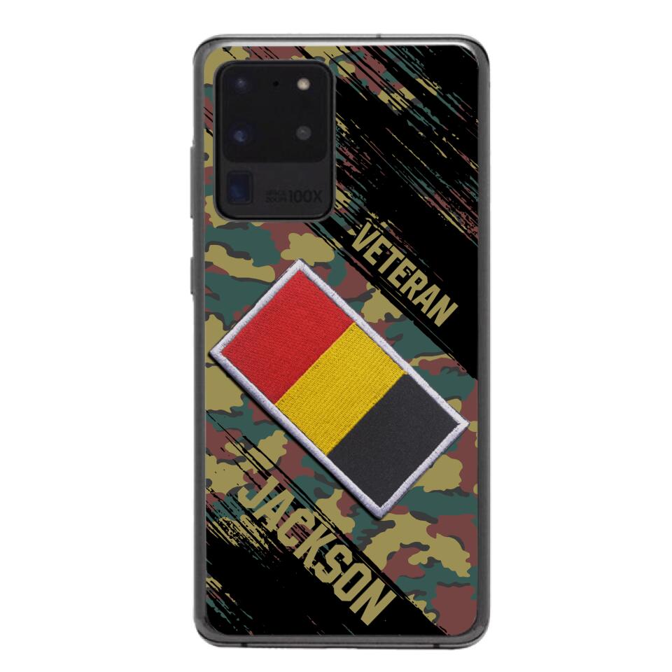 Personalized Belgium Army Veteran Camo Phone Case Printed QTDT3103