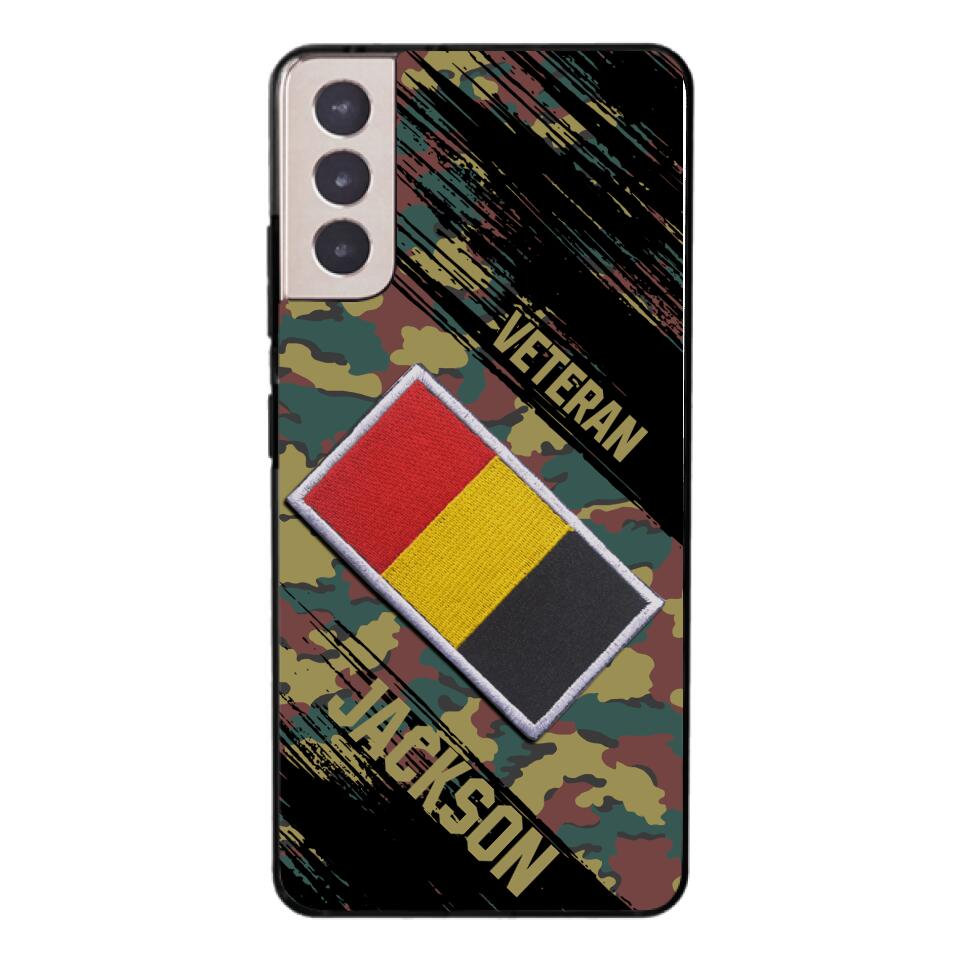 Personalized Belgium Army Veteran Camo Phone Case Printed QTDT3103