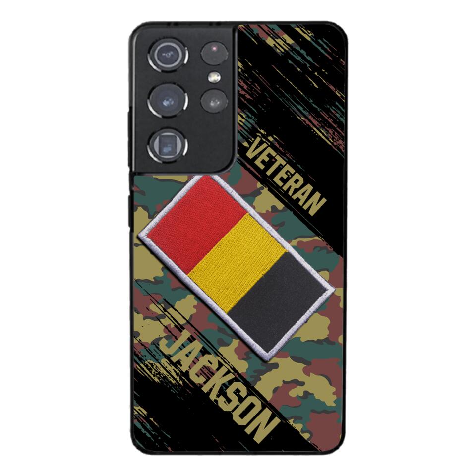 Personalized Belgium Army Veteran Camo Phone Case Printed QTDT3103