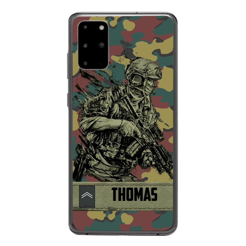 Personalized Belgian Soldier/Veterans Camo Phone Case Printed 22MAR-LN31