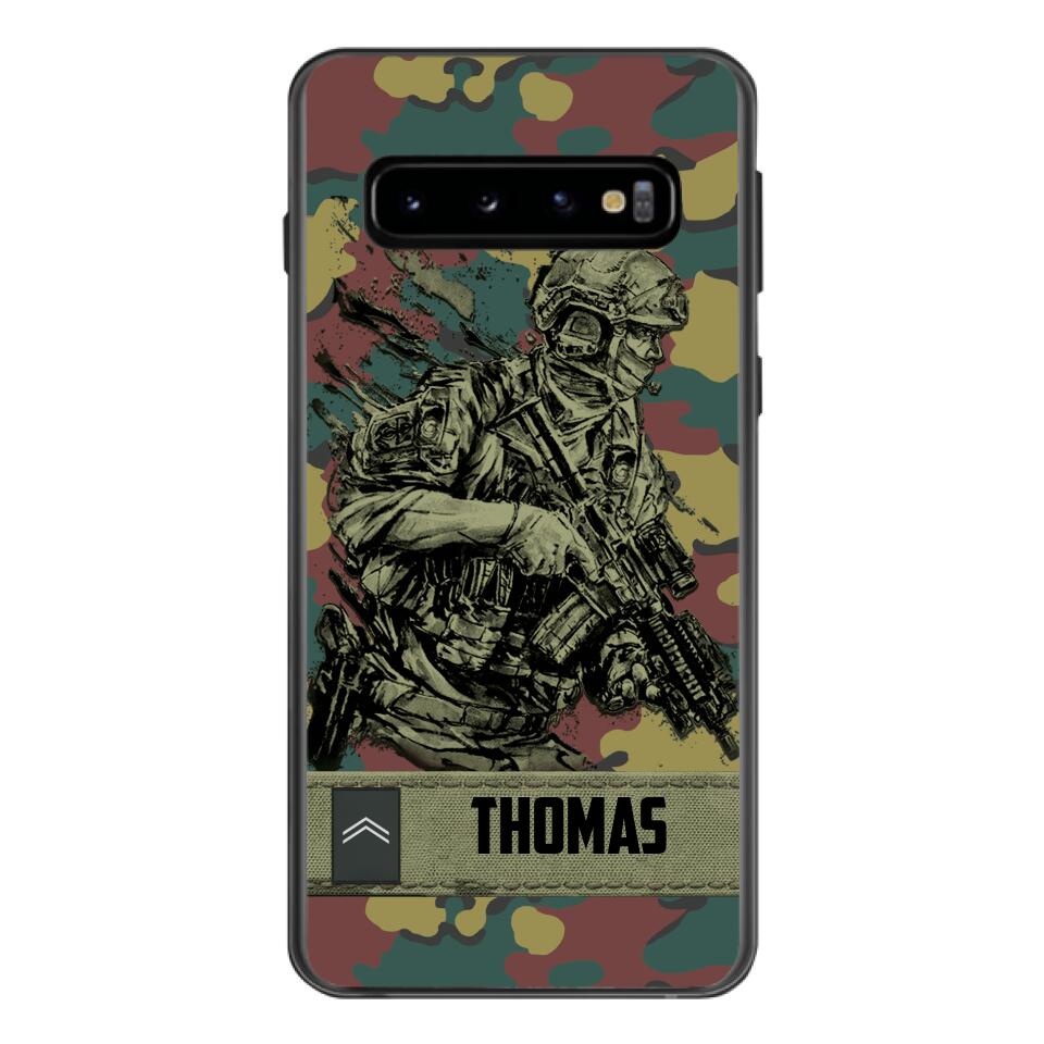 Personalized Belgian Soldier/Veterans Camo Phone Case Printed 22MAR-LN31