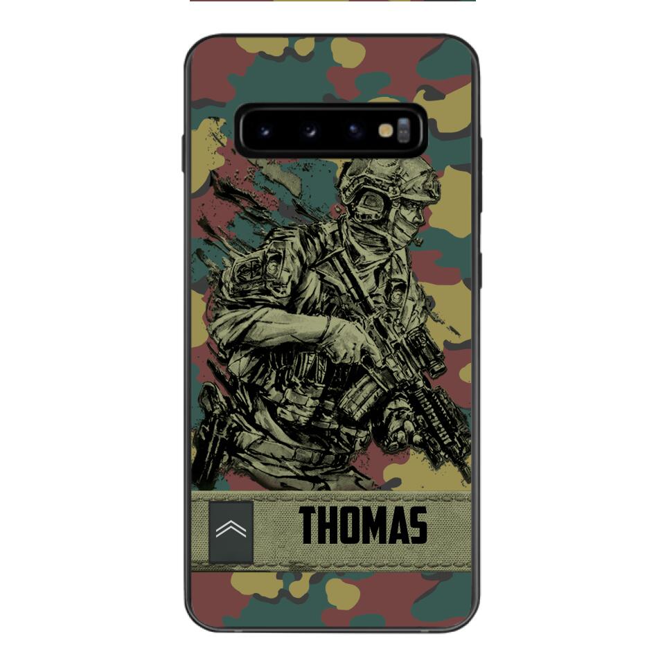 Personalized Belgian Soldier/Veterans Camo Phone Case Printed 22MAR-LN31