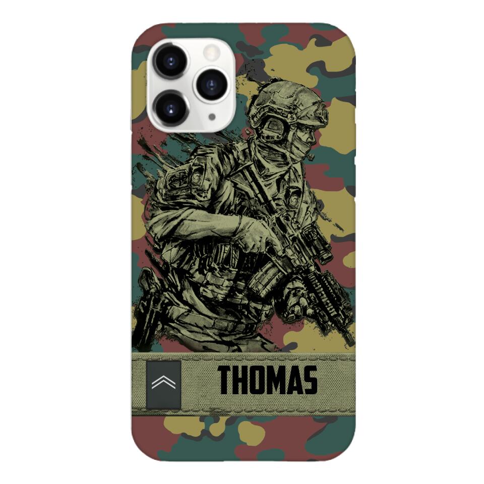 Personalized Belgian Soldier/Veterans Camo Phone Case Printed 22MAR-LN31