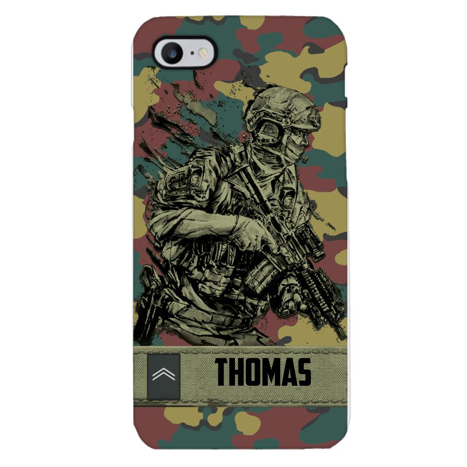 Personalized Belgian Soldier/Veterans Camo Phone Case Printed 22MAR-LN31