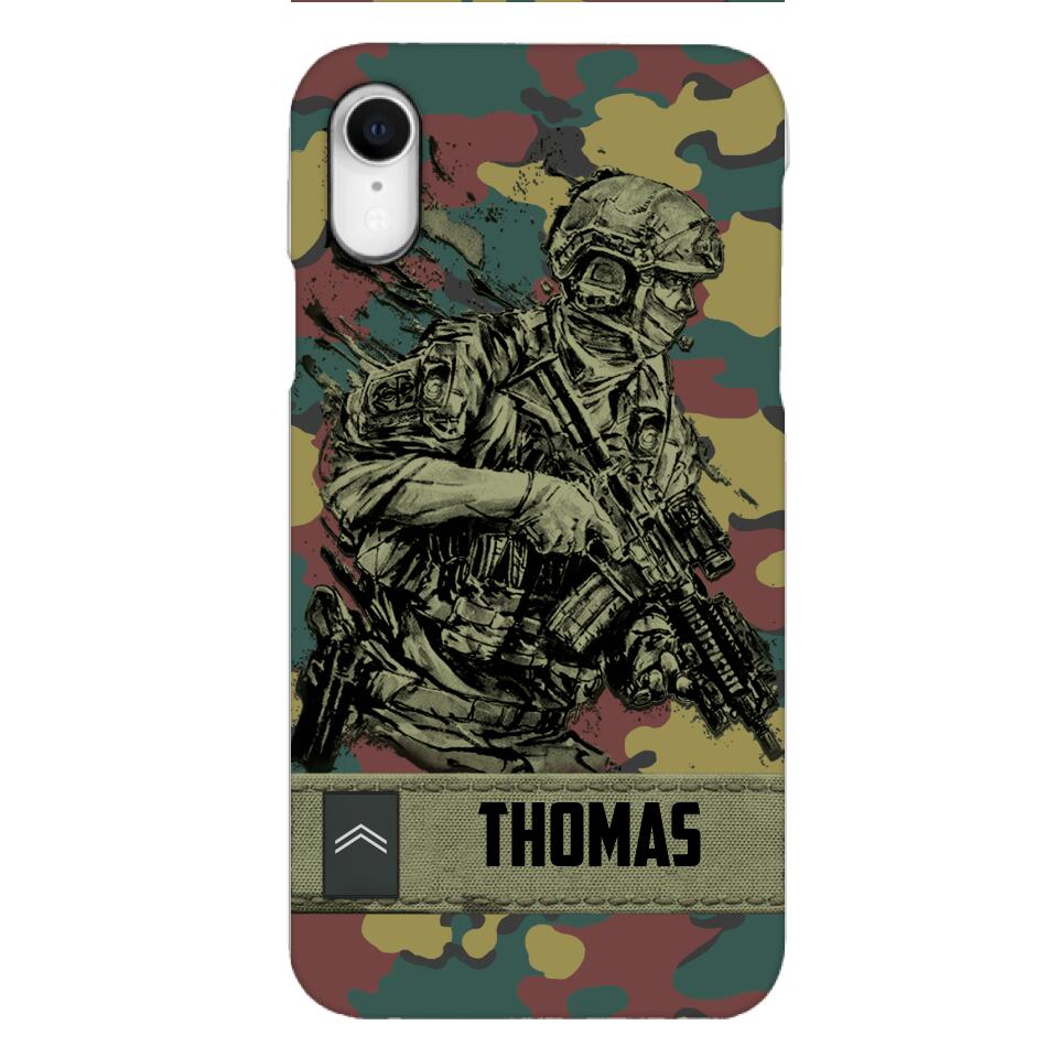 Personalized Belgian Soldier/Veterans Camo Phone Case Printed 22MAR-LN31