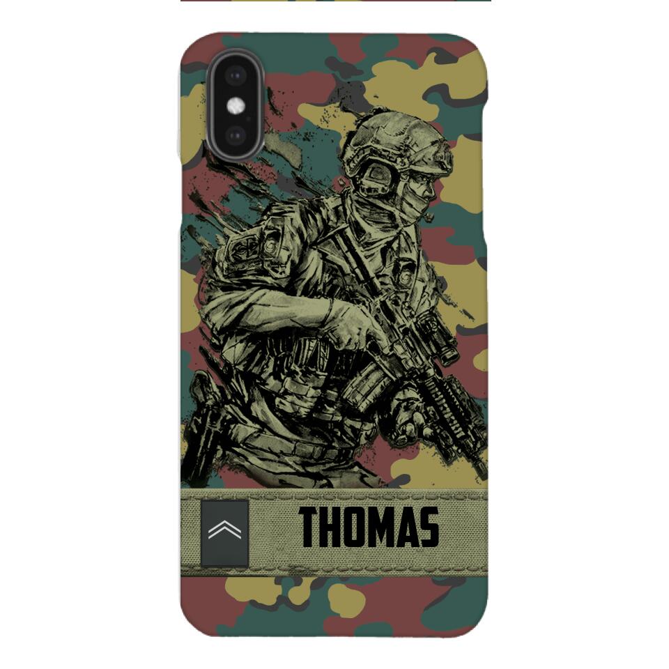 Personalized Belgian Soldier/Veterans Camo Phone Case Printed 22MAR-LN31