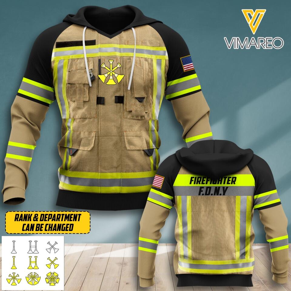 PERSOANLIZED U.S FIREFIGHTER HOODIE 3D PRINTED QTDT3103