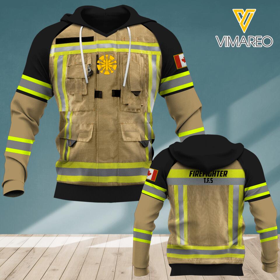 PERSOANLIZED CANADIAN FIREFIGHTER HOODIE 3D PRINTED QTDT3103