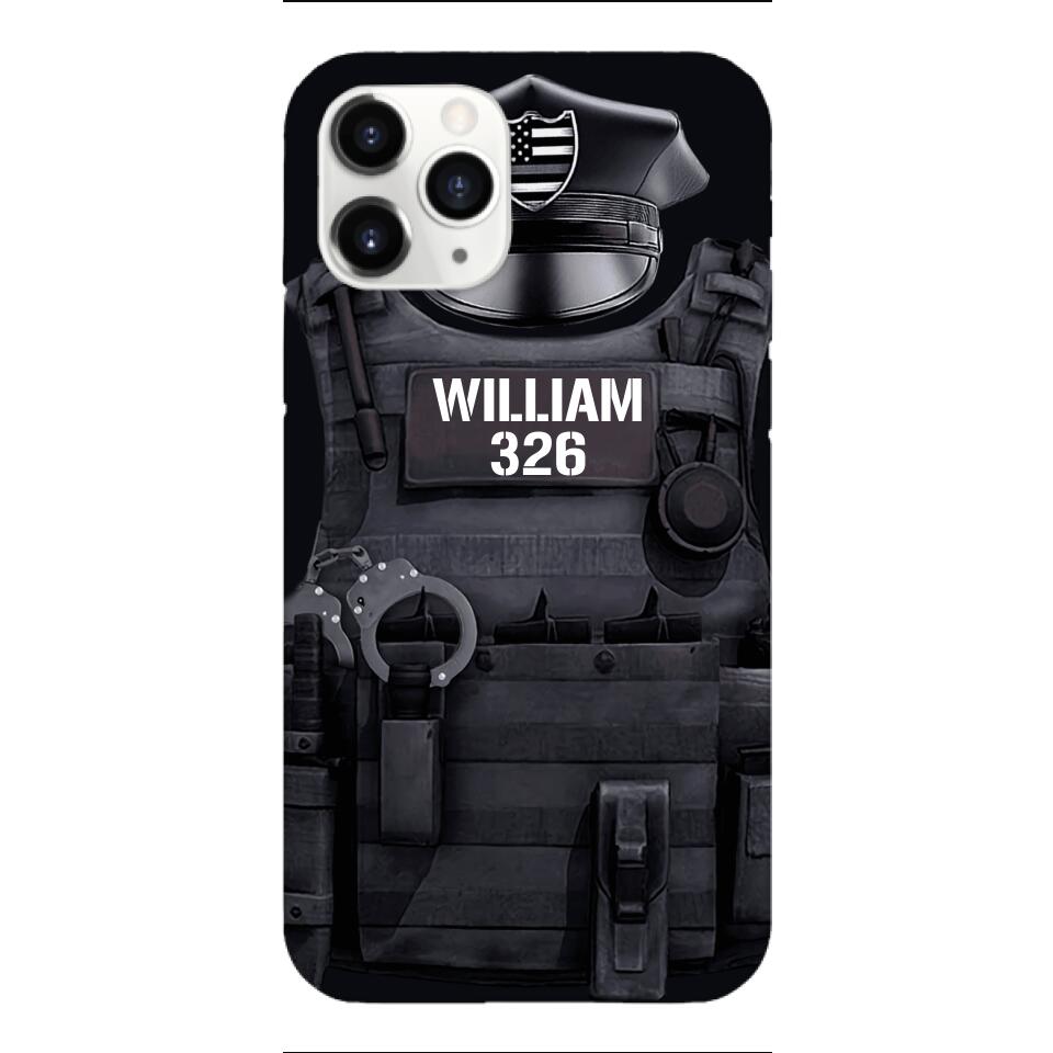 Personalized U.S Thin Blue Line Phone Case Printed 22APR-DT01