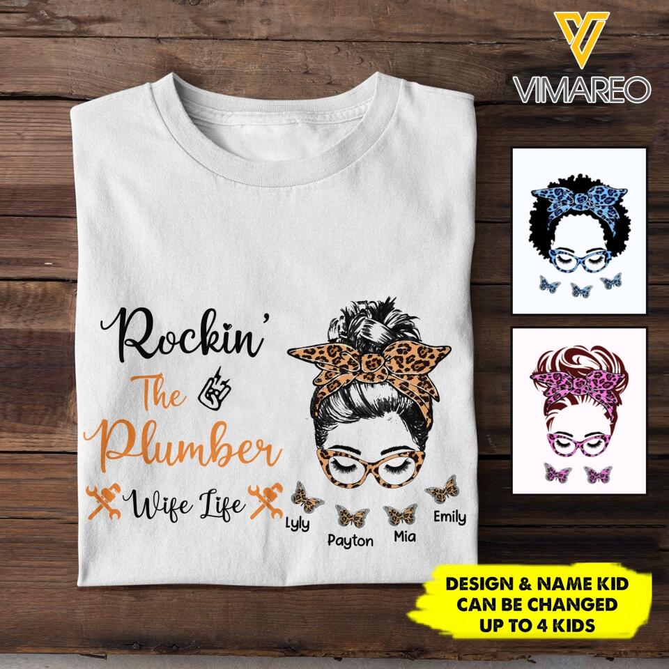 Personalized Rockin' The Plumber Wife Life Tshirt Printed 22APR-HC01