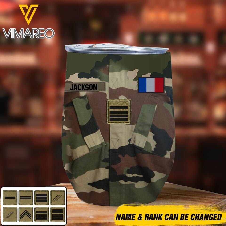 Personalized French Soldier/Veterans Wine Tumbler Printed VHDT0404