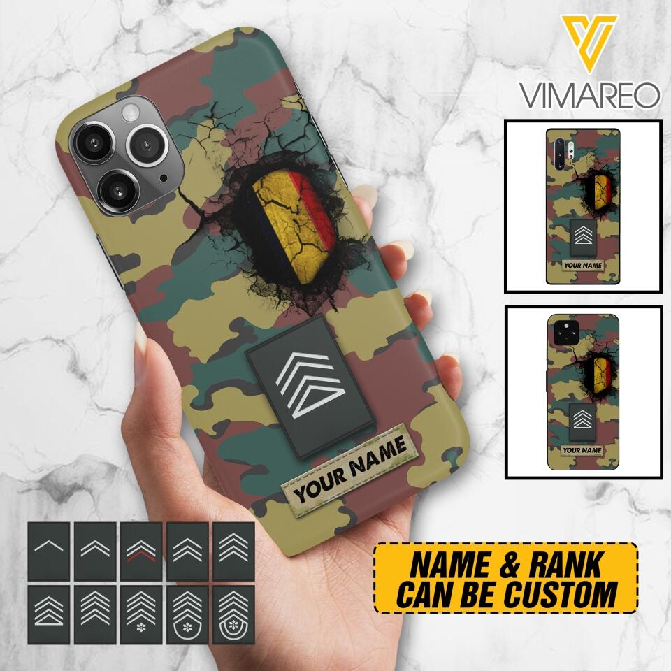 Personalized Belgium Army Veteran Camo Phone Case Printed 3C 0404
