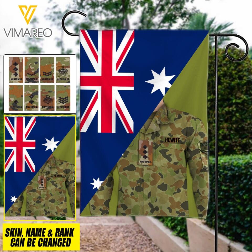Personalized Australian Soldier Garden Flag Printed 22APR-MQ04