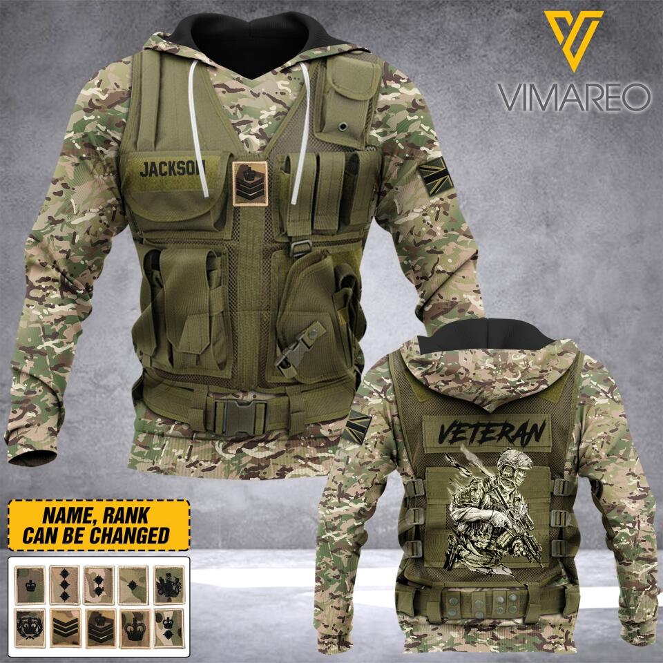 PERSONALIZED U.K VETERAN CAMO HOODIE 3D PRINTED QTDT0504