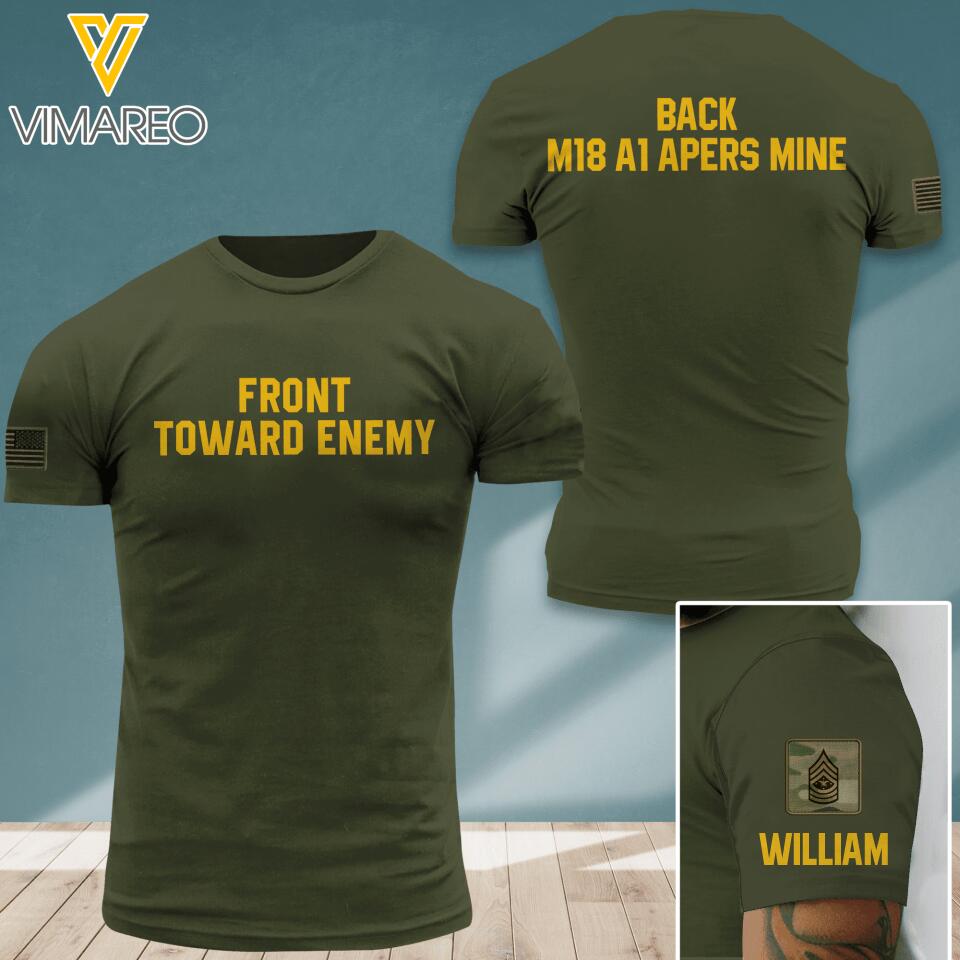 PERSONALIZED US SOLIDER ARMY FRONT TOWARD ENEMY TSHIRT PRINTED QTDT0604
