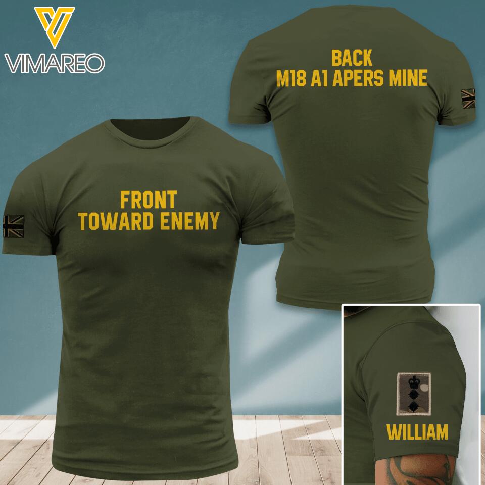 PERSONALIZED U.K SOLIDER ARMY FRONT TOWARD ENEMY TSHIRT PRINTED QTDT0604