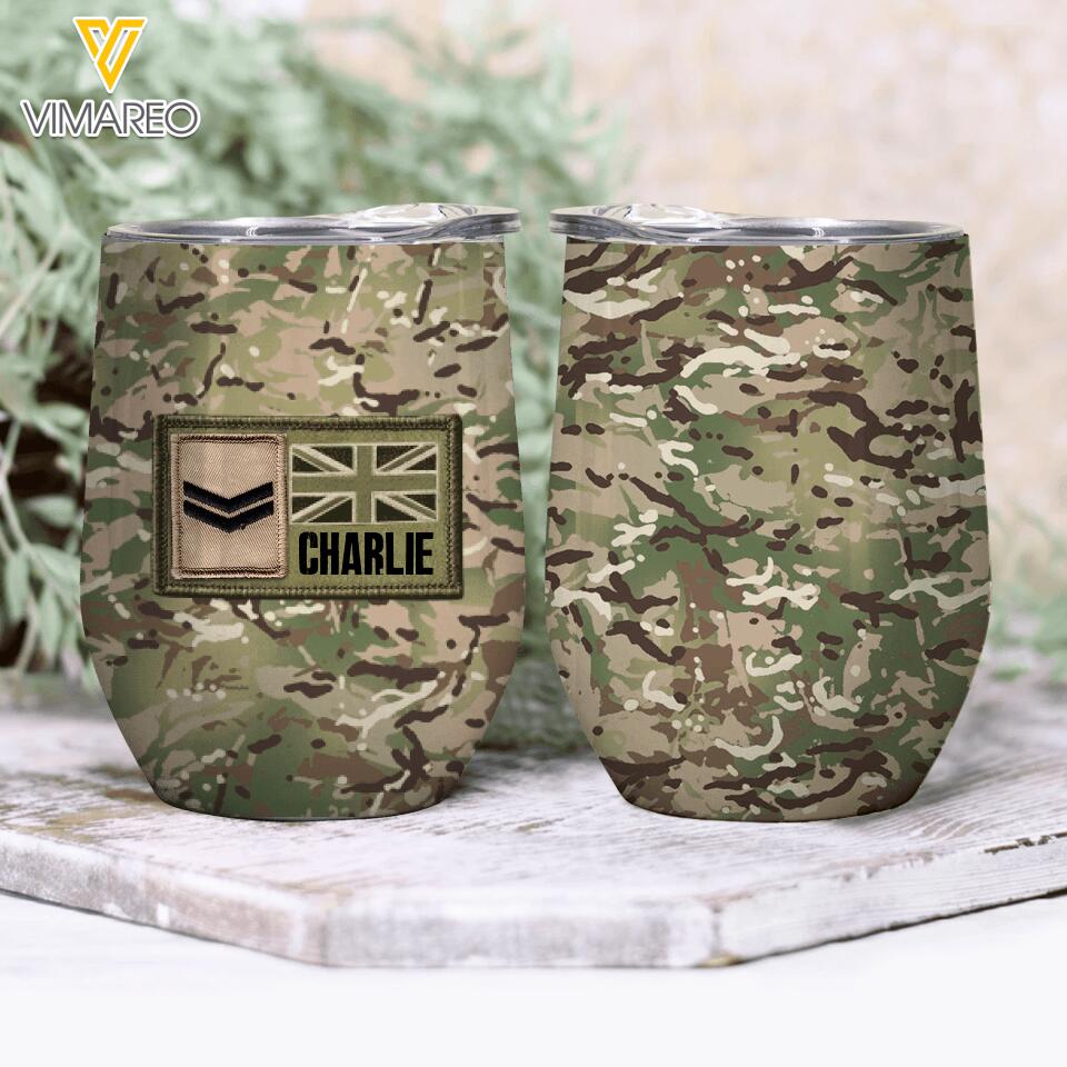 Personalized British Soldier Wine Tumbler Printed 22APR-LN07