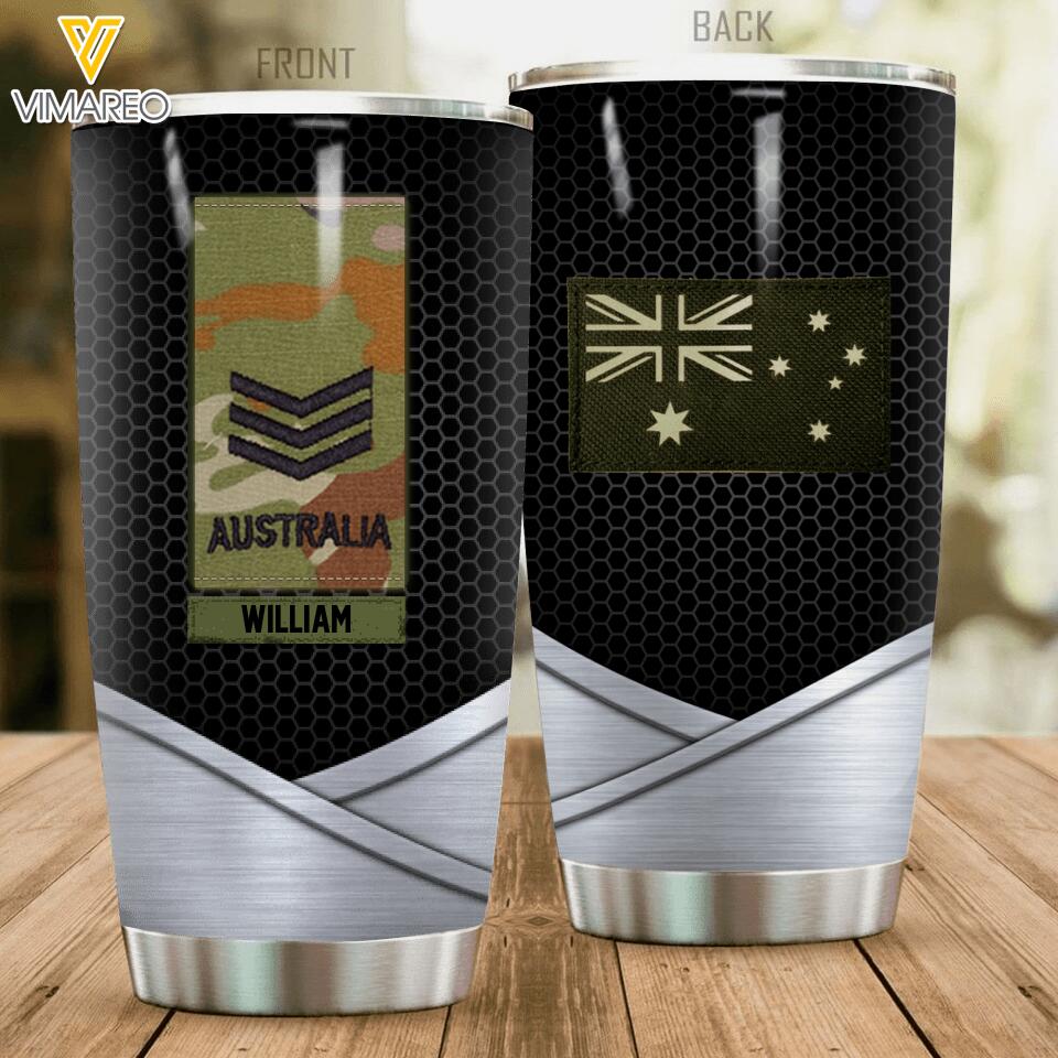 Personalized Australian Veterans/Soldier Tumbler Printed 22APR-LN08