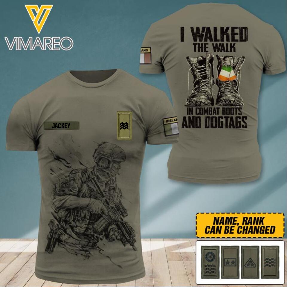 DH Personalized Irish Soldier/Veterans Tshirt 3D Printed MQ1404