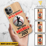 PERSONALIZED OLD WOMAN BASEBALL PHONECASE M3Q 1404