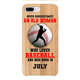 PERSONALIZED OLD WOMAN BASEBALL PHONECASE M3Q 1404