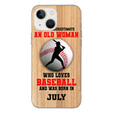 PERSONALIZED OLD WOMAN BASEBALL PHONECASE M3Q 1404