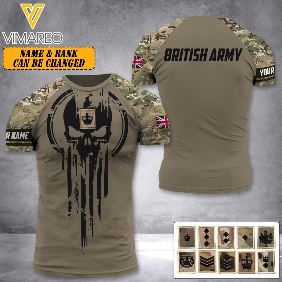 DH Personalized British Soldier/Veterans Tshirt 3D Printed DT1404